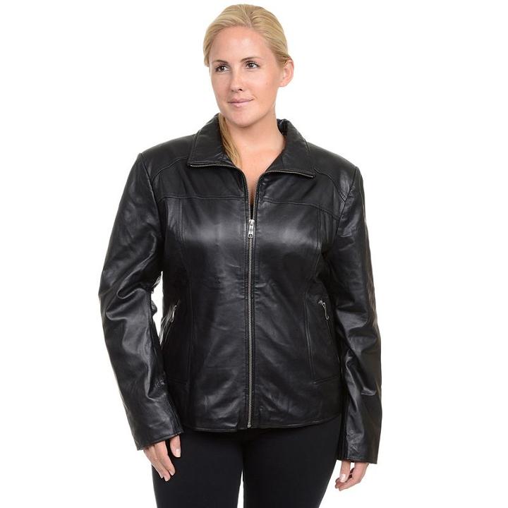 Excelled, Plus Size Leather Scuba Jacket, Women's, Size: 1xl, Brown