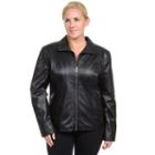 Excelled, Plus Size Leather Scuba Jacket, Women's, Size: 1xl, Brown