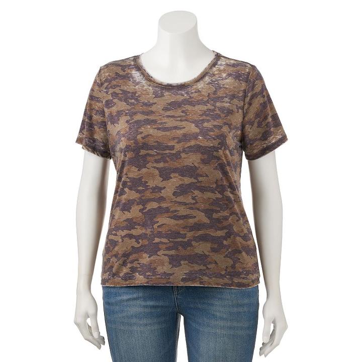 Juniors' Plus Size Mudd&reg; Washed Crewneck Tee, Teens, Size: 1xl, Med Green