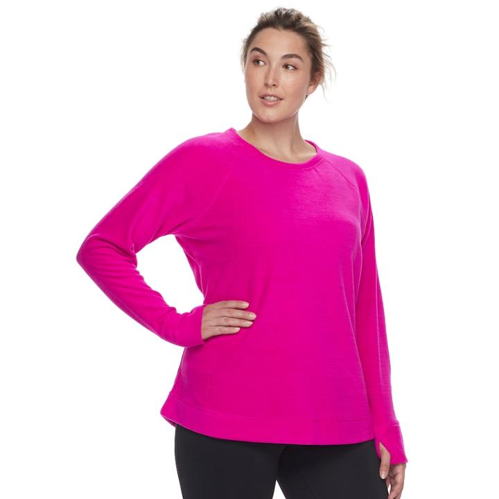 Plus Size Plus Tek Gear&reg; Micro Crew Top, Women's, Size: 1xl, Dark Pink