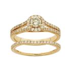 Igl Certified Diamond Halo Engagement Ring Set In 14k Gold (1 Carat T.w.), Women's, Size: 8, White