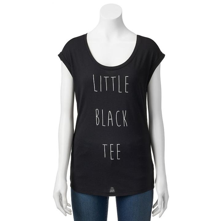 Juniors' Little Black Tee Cap Sleeve Graphic Tee, Girl's, Size: Medium, Oxford