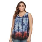 Plus Size Sonoma Goods For Life&trade; Front Tie Tank, Women's, Size: 1xl, Blue (navy)