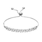 Cubic Zirconia Sterling Silver Swirl Lariat Bracelet, Women's, White