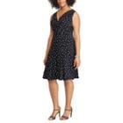 Plus Size Chaps Polka-dot Fit & Flare Dress, Women's, Size: 18 W, Black