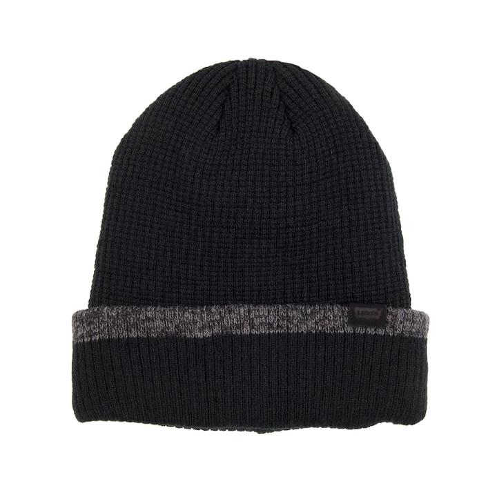Men's Levi's&reg; Waffle-knit Sherpa-lined Cuffed Beanie, Black
