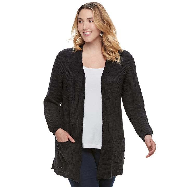 Plus Size Sonoma Goods For Life&trade; Long Cardigan, Women's, Size: 1xl, Black