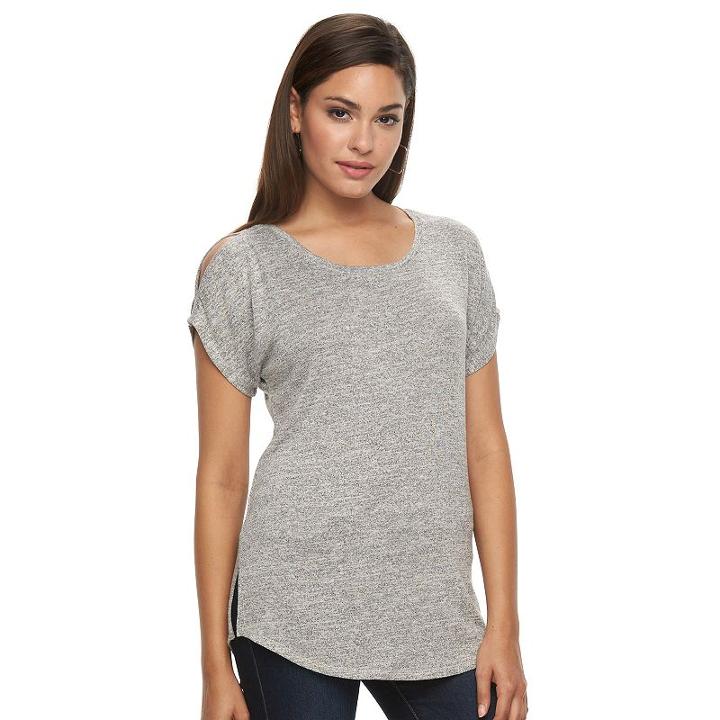 Women's Apt. 9&reg; Marled Cold-shoulder Top, Size: Medium, White Oth