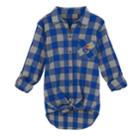 Juniors' Kansas Jayhawks Spirit Week Tie-front Flannel Shirt, Teens, Size: Large, Blue