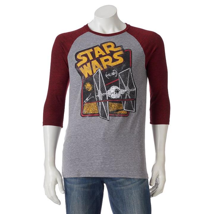 Men's Star Wars Tie Fighter Raglan Tee, Size: Medium, Grey