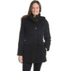 Women's Fleet Street Hooded Quilted Faux-suede Jacket, Size: Medium, Black