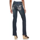 Women's Apt. 9&reg; Embroidered Rhinestone Bootcut Jeans, Size: 0 T/l, Med Blue