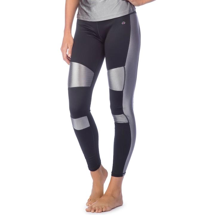 Women's Pl Movement By Pink Lotus Active Shiny Inset Yoga Leggings, Size: Large, Black