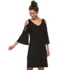 Women's Msk Strappy Cold-shoulder Shift Dress, Size: Large, Black