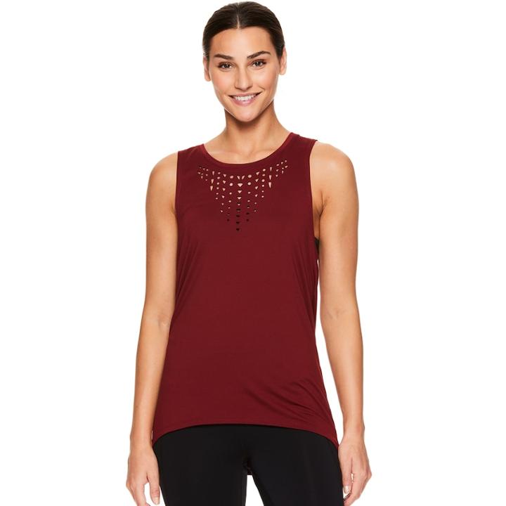 Women's Gaiam Lena Laser-cut Yoga Tank, Size: Medium, Purple