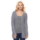 Juniors' Pink Republic Pointelle Open Front Cardigan, Teens, Size: Large, Med Grey