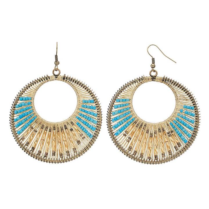 Gs By Gemma Simone Seed Bead Drop Hoop Earrings, Women's, Blue