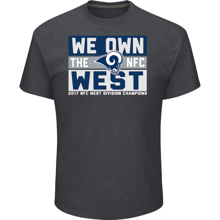 Men's Los Angeles Rams 2017 Nfc West Division Champions Line Of Scrimmage Tee, Size: Xl, Grey (charcoal)