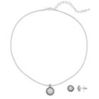 Napier Textured Halo Round Pendant Necklace & Stud Earring Set, Women's, White