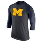 Men's Nike Michigan Wolverines Tri-blend Raglan Tee, Size: Large, Grey