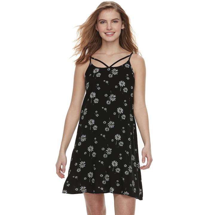 Juniors' So&reg; Strappy Woven Swing Dress, Teens, Size: Xl, Black