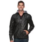 Men's Urban Republic Faux-leather Hooded Jacket, Size: Large, Black