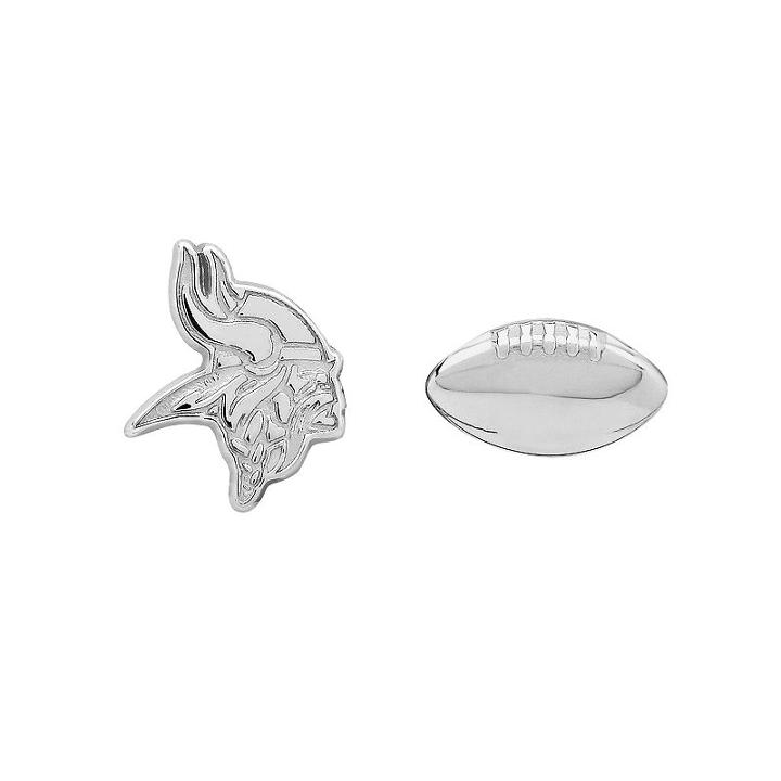 Minnesota Vikings Team Logo & Football Mismatch Stud Earrings, Women's, Silver
