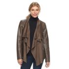 Women's Apt. 9&reg; Faux-suede Faux-leather Draped Jacket, Size: Large, Med Brown