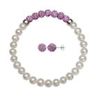 Sterling Silver Freshwater Cultured Pearl & Crystal Jewelry Set, Women's, Size: 7.5, White
