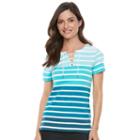 Women's Croft & Barrow&reg; Lace-up Tee, Size: Xl, Turquoise/blue (turq/aqua)
