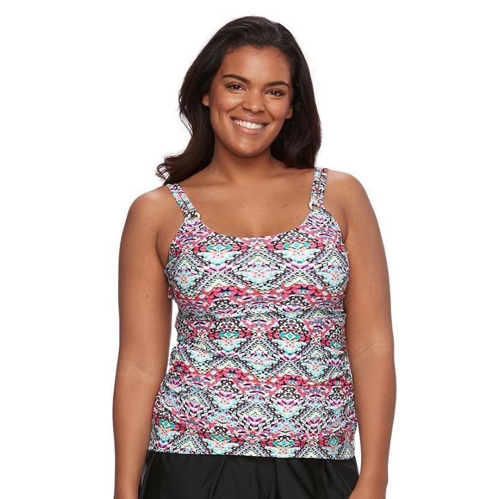 Plus Size Croft & Barrow&reg; D-cup Tankini Top, Women's, Size: 26 W, Turquoise/blue (turq/aqua)