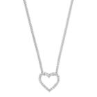 Platinum Over Silver Diamond Accent Heart Pendant Necklace, Women's, White