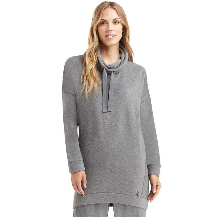 Women's Cuddl Duds Fleece Lounge Tunic, Size: Xlrg Av/rg, Med Grey