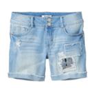 Girls 7-16 & Plus Size Mudd&reg; Light Wash Patch Midi Jean Shorts, Girl's, Size: 8, Light Blue