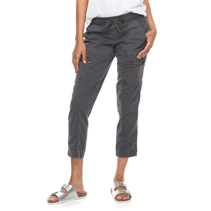 Women's Sonoma Goods For Life&trade; Zipper Accent Utility Capris, Size: 14, Dark Grey