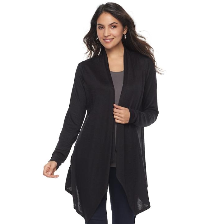 Women's Apt. 9&reg; Brushed Flyaway Cardigan, Size: Medium, Black