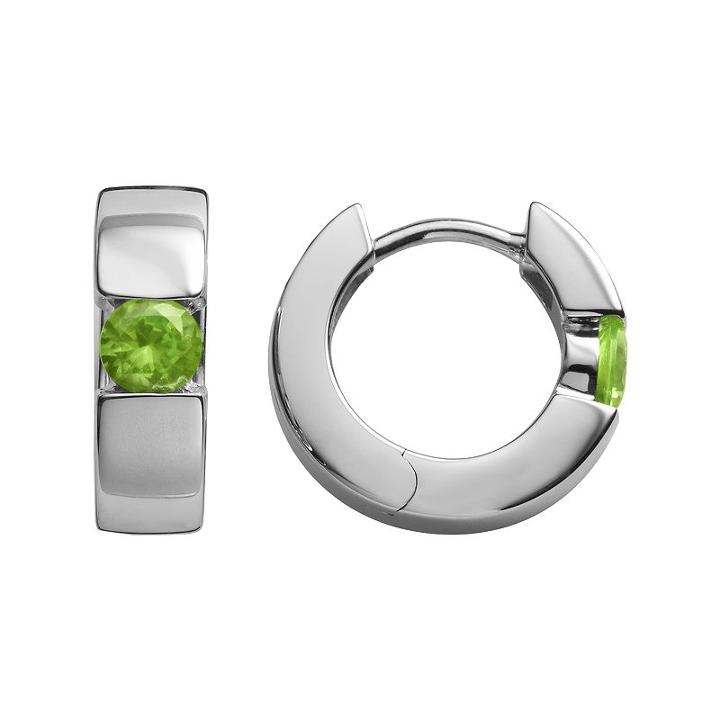 Sterling Silver Peridot Hoop Earrings, Women's, Green