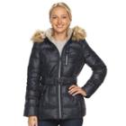 Women's Halitech Faux-fur Trim Hooded Puffer Jacket, Size: Large, Blue
