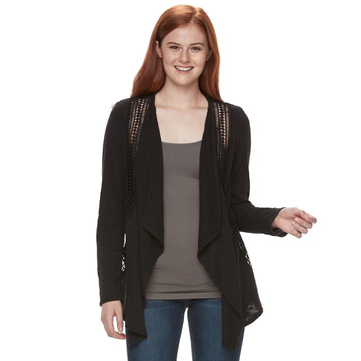 Juniors' Mason & Belle Lace Panel Cardigan, Teens, Size: Xs, Oxford