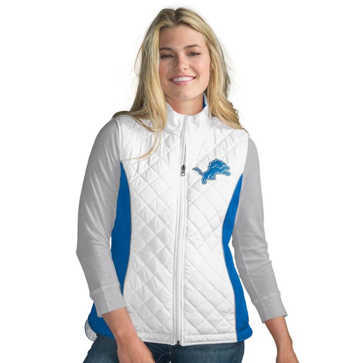 Women's Detroit Lions Tackle Me Quilted Vest, Size: Xl, White
