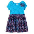 Girls 4-6x Nannette Lace Front Patterned Dress, Girl's, Size: 4, Blue