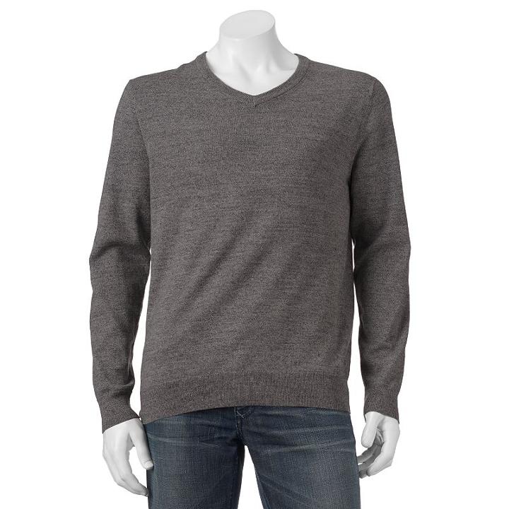 Big & Tall Sonoma Goods For Life&trade; Solid V-neck Sweater, Men's, Size: 2xb, Dark Grey