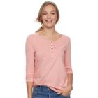 Women's Sonoma Goods For Life&trade; Embroidered Henley Tee, Size: Xs, Lt Orange