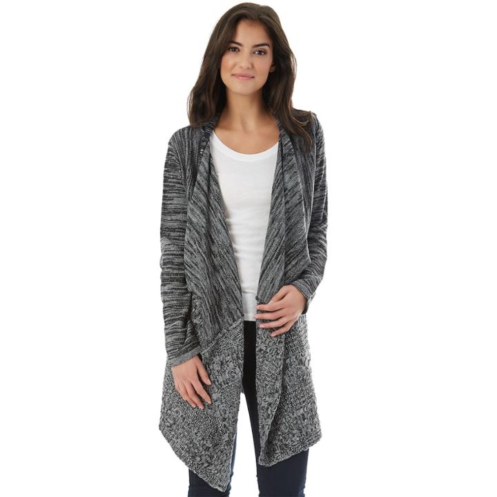 Juniors' Iz Byer California Cable-knit Draped Cardigan, Teens, Size: Large, Light Grey