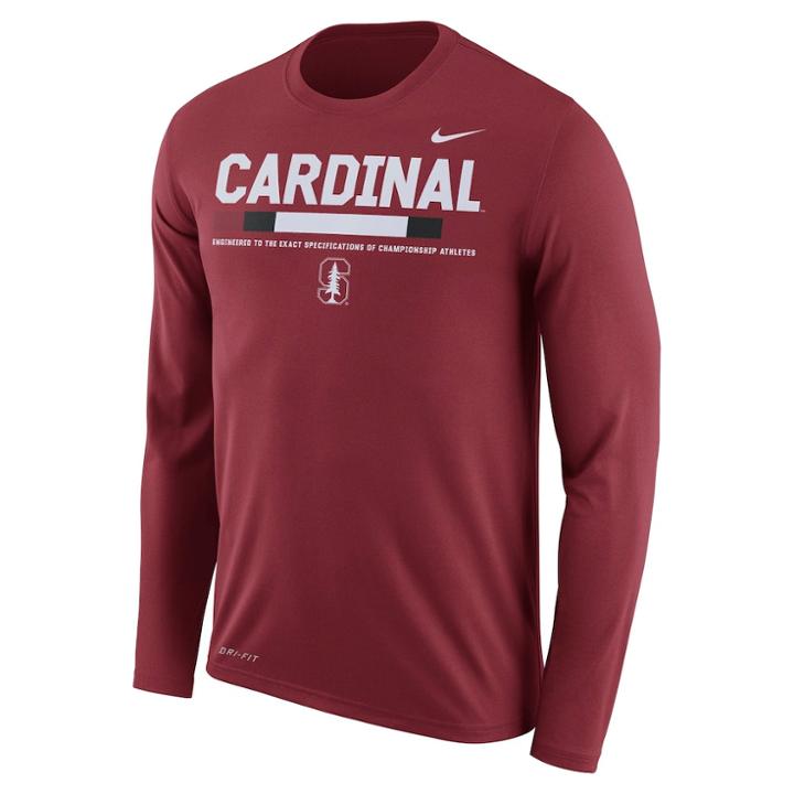 Men's Nike Stanford Cardinal Dri-fit Legend Staff Long-sleeve Tee, Size: Xl, Red