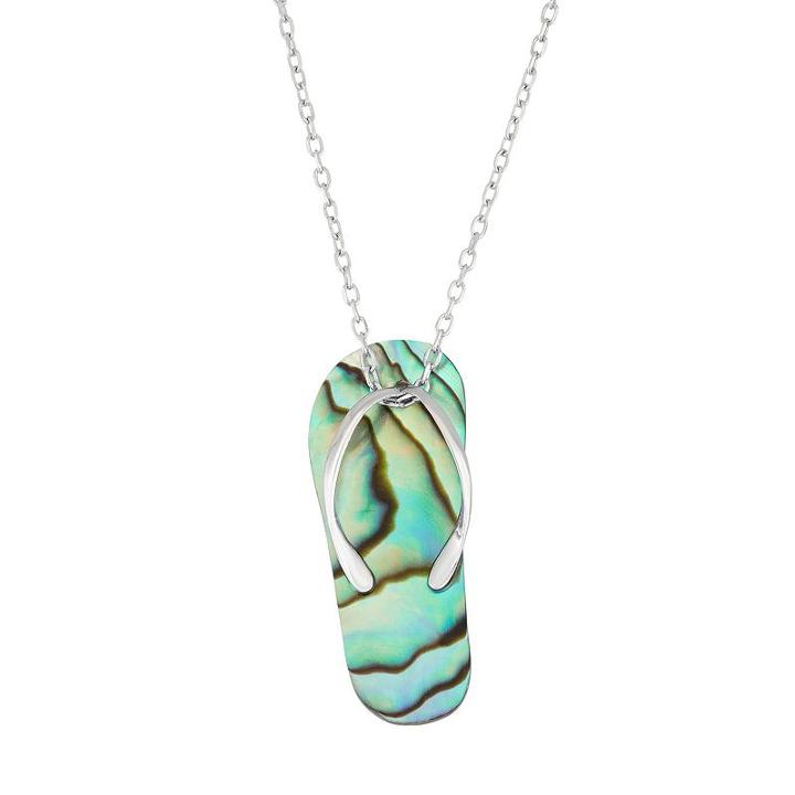 Sterling Silver Abalone Flip-flop Pendant Necklace, Women's, Size: 18, Multicolor
