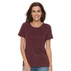 Women's Croft & Barrow&reg; Essential Crewneck Tee, Size: Xl, Dark Red