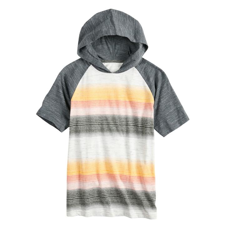 Boys 8-20 Urban Pipeline&reg; Striped Hooded Tee, Size: Large, Dark Grey
