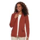 Women's Croft & Barrow&reg; Essential Open Front Cardigan, Size: Medium, Drk Orange