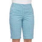 Women's Izod Plaid Bermuda Shorts, Size: 6, Blue